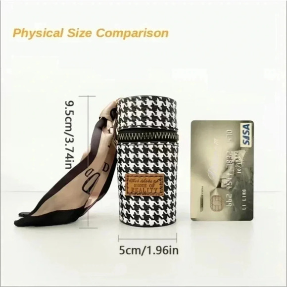 1 LEFT! Houndstooth Mini Vintage Barrel Bag Keychain - Picture 5 of 8